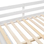 Cama alta de tamaño completo con escritorio retráctil y 3 cajones, cama alta de madera con escaleras de almacenamiento y estantes