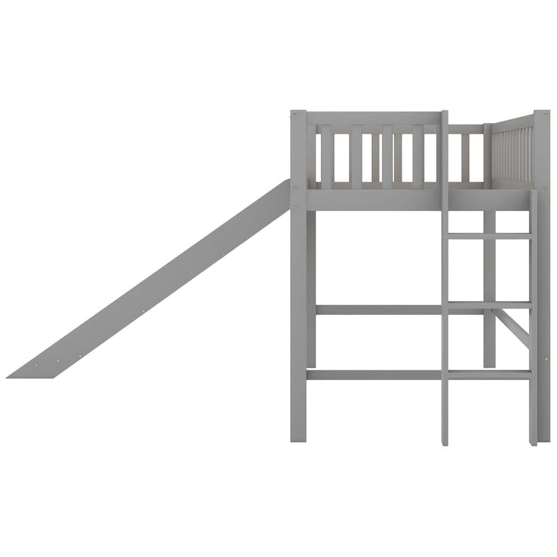 Litera baja individual con escalera y tobogán