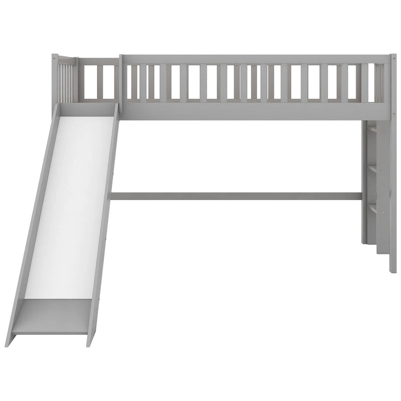 Litera baja individual con escalera y tobogán
