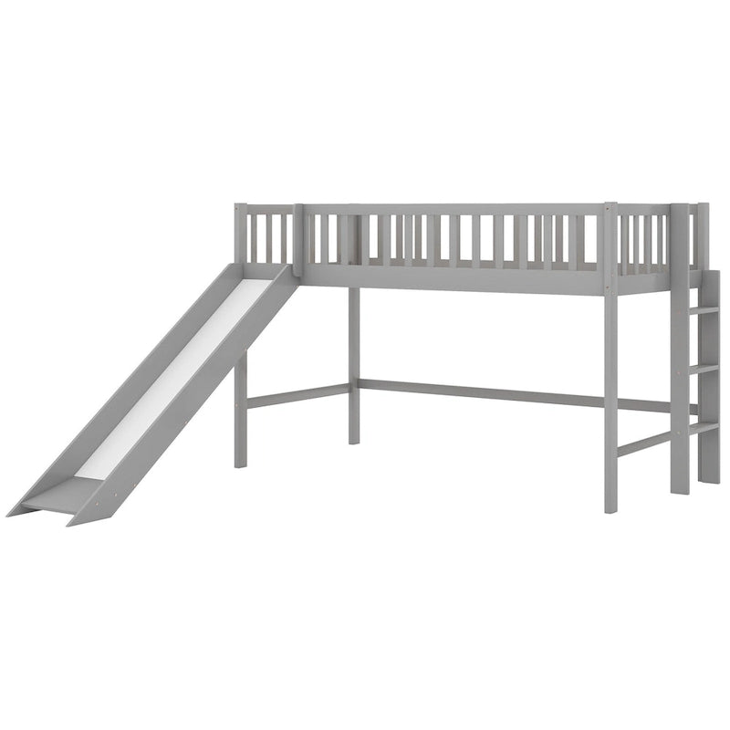 Litera baja individual con escalera y tobogán