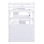 Cama alta individual con escritorio, estantes, 2 cajones integrados y escalera de almacenamiento | 136 kg