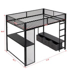 Cama alta Full Metal Gaming con LED, escritorio y cajones