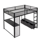 Cama alta Full Metal Gaming con LED, escritorio y cajones