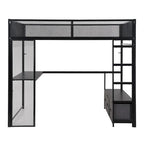Cama alta Full Metal Gaming con LED, escritorio y cajones