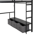 Cama alta Full Metal Gaming con LED, escritorio y cajones