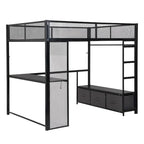 Cama alta Full Metal Gaming con LED, escritorio y cajones
