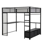 Cama alta Full Metal Gaming con LED, escritorio y cajones