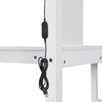 Cama alta individual con escritorio incorporado, luz LED y escalera de almacenamiento, estructura de cama alta de madera con estantes y armarios de almacenamiento