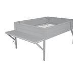 Cama alta de madera de tamaño completo con escritorio y LED, estructura de cama alta de madera con escalera inclinada, no necesita somier para niños