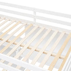 Cama alta matrimonial con escritorio, estantes de 3 niveles y tablero para escribir, cama de madera con escalera y barandillas de seguridad