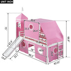 Cama Alta con Tobogán, Carpa y Torre de Madera Maciza para Niños | Dormitorio Divertido