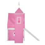 Cama Alta con Tobogán, Carpa y Torre de Madera Maciza para Niños | Dormitorio Divertido