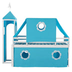Cama Alta con Tobogán, Carpa y Torre de Madera Maciza para Niños | Dormitorio Divertido