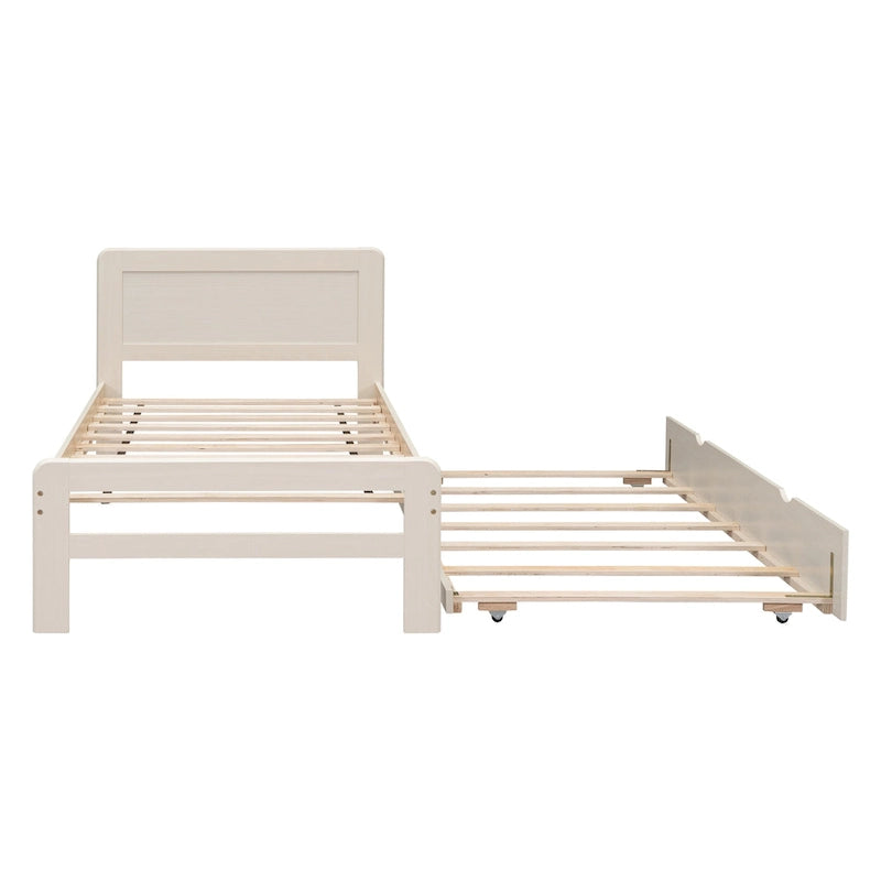 Cama Nido Individual Blanca de Madera Maciza | Madera de caucho y Contrachapado | Niños y Adultos