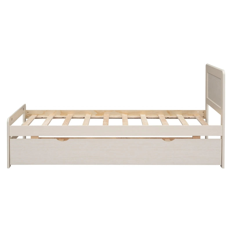 Cama Nido Individual Blanca de Madera Maciza | Madera de caucho y Contrachapado | Niños y Adultos