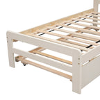 Cama Nido Individual Blanca de Madera Maciza | Madera de caucho y Contrachapado | Niños y Adultos