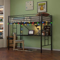 Cama Loft Metálica de Tamaño Doble con Escritorio e Iluminación LED | Muebles Modernos para Dormitorio
