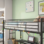Cama Loft Metálica de Tamaño Doble con Escritorio e Iluminación LED | Muebles Modernos para Dormitorio