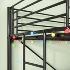 Cama Loft Metálica de Tamaño Doble con Escritorio e Iluminación LED | Muebles Modernos para Dormitorio