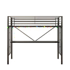 Cama Loft Metálica de Tamaño Doble con Escritorio e Iluminación LED | Muebles Modernos para Dormitorio