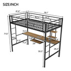 Litera de metal doble con escritorio y estante, diseño que ahorra espacio para niños, dormitorio