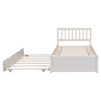 Cama individual con nido | Madera de caucho y contrachapado | 200 lb | Nogal / Blanco / Gris