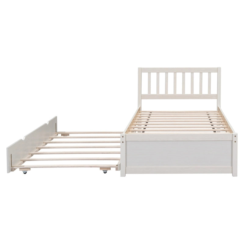 Cama individual con nido | Madera de caucho y contrachapado | 200 lb | Nogal / Blanco / Gris