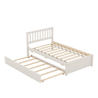Cama individual con nido | Madera de caucho y contrachapado | 200 lb | Nogal / Blanco / Gris