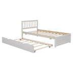Cama individual con nido | Madera de caucho y contrachapado | 200 lb | Nogal / Blanco / Gris
