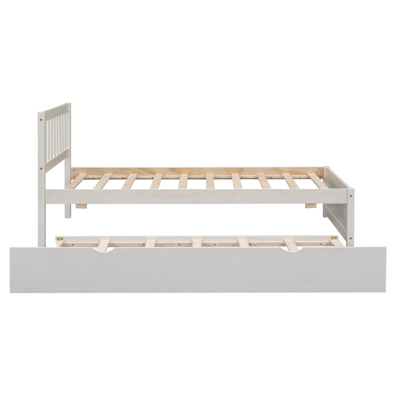 Cama individual con nido | Madera de caucho y contrachapado | 200 lb | Nogal / Blanco / Gris
