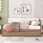Cama Plataforma Doble Marrón con Nido | Madera de Caucho y Contrachapado | 90 kg | Diseño Moderno