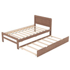 Cama Plataforma Doble Marrón con Nido | Madera de Caucho y Contrachapado | 90 kg | Diseño Moderno