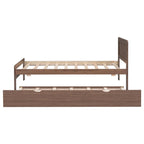 Cama Plataforma Doble Marrón con Nido | Madera de Caucho y Contrachapado | 90 kg | Diseño Moderno