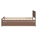 Cama Plataforma Doble Marrón con Nido | Madera de Caucho y Contrachapado | 90 kg | Diseño Moderno