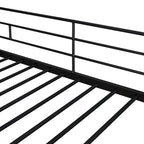 Cama alta metálica negra de tamaño individual con escritorio y estantes | Niños y adolescentes