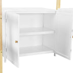 Cama alta blanca individual de madera maciza con armario de almacenamiento, cubos y escritorio plegable