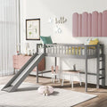 Cama nido baja de madera gris tamaño individual con tobogán | Muebles divertidos para dormitorios infantiles