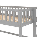 Cama nido baja de madera gris tamaño individual con tobogán | Muebles divertidos para dormitorios infantiles