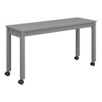 Cama alta individual de madera maciza gris con escritorio retráctil y cajones | Ahorro de espacio