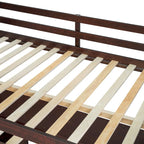 Cama alta de madera maciza de pino Espresso con escritorio y almacenamiento | Acabado en madera cálida