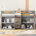 Cama Alta Baja de Madera Gris Tamaño Twin con Estantes y Luz LED | Dormitorio Infantil
