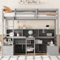 Litera doble con estantes, escalera y cajones de almacenamiento | Dormitorio infantil