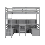 Litera doble con estantes, escalera y cajones de almacenamiento | Dormitorio infantil