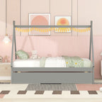Cama tipo tienda de campaña de tamaño individual con nido
