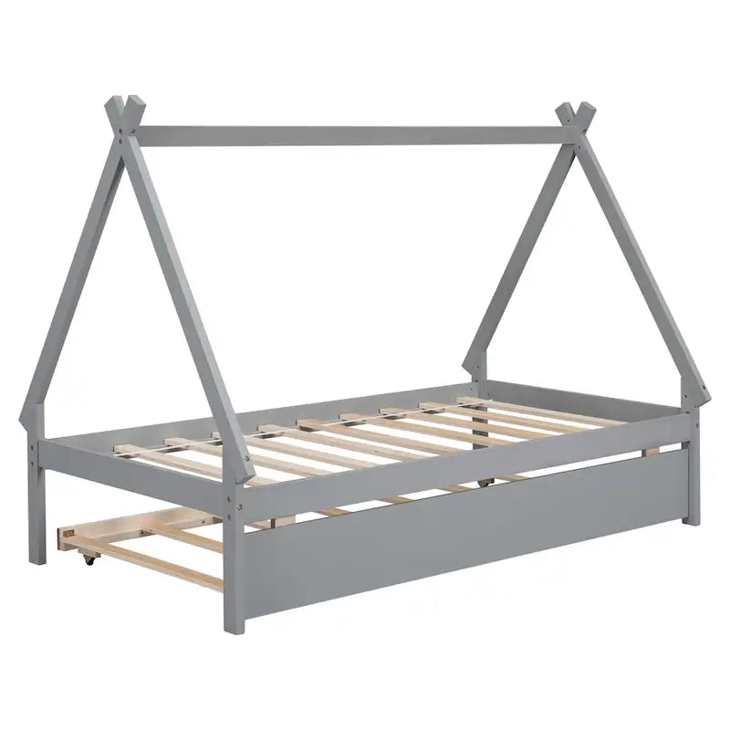 Cama tipo tienda de campaña de tamaño individual con nido