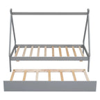 Cama tipo tienda de campaña de tamaño individual con nido