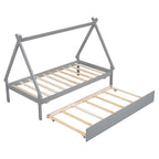 Cama tipo tienda de campaña de tamaño individual con nido
