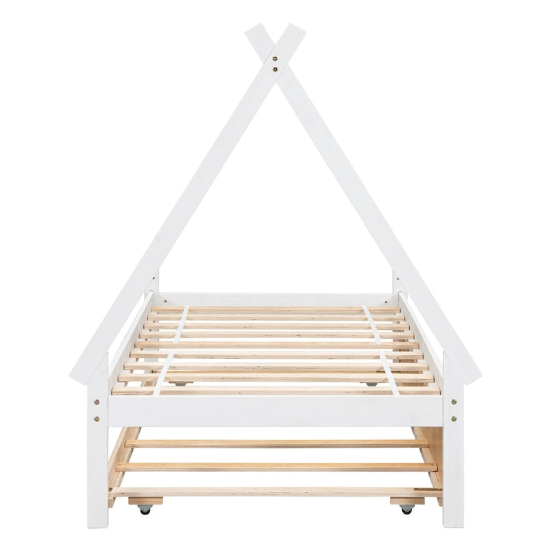 Cama tipo tienda de campaña de tamaño individual con nido