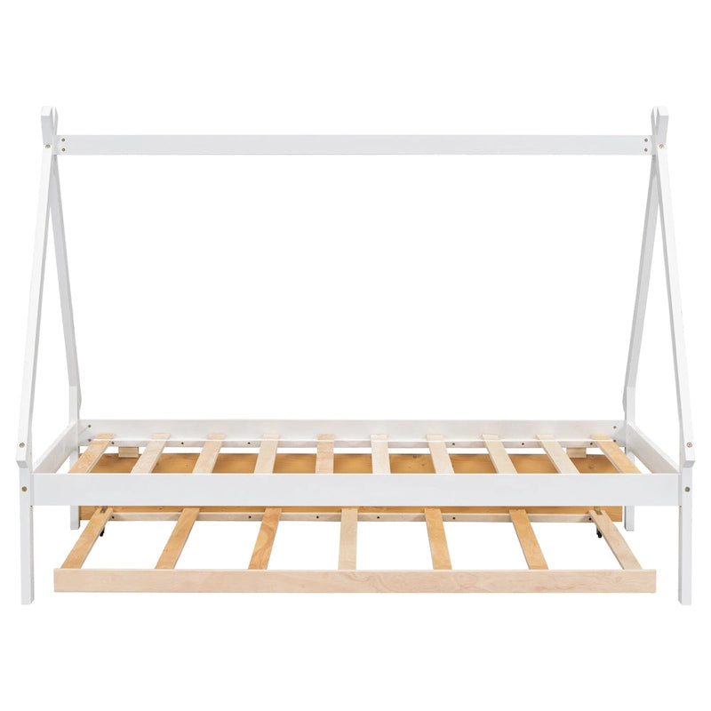 Cama tipo tienda de campaña de tamaño individual con nido