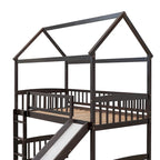 Cama alta con tobogán y valla, Cama con forma de casa con tobogán